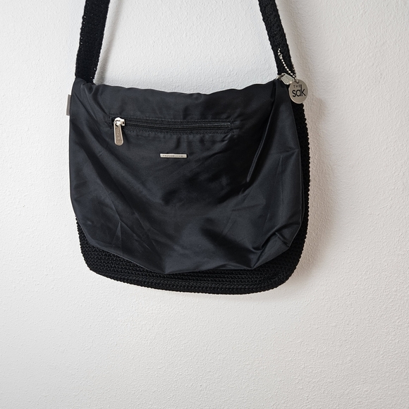 The Sak Womens Shoulder Bag Black Basket Weave Pockets Zipper - Picture 6 of 7